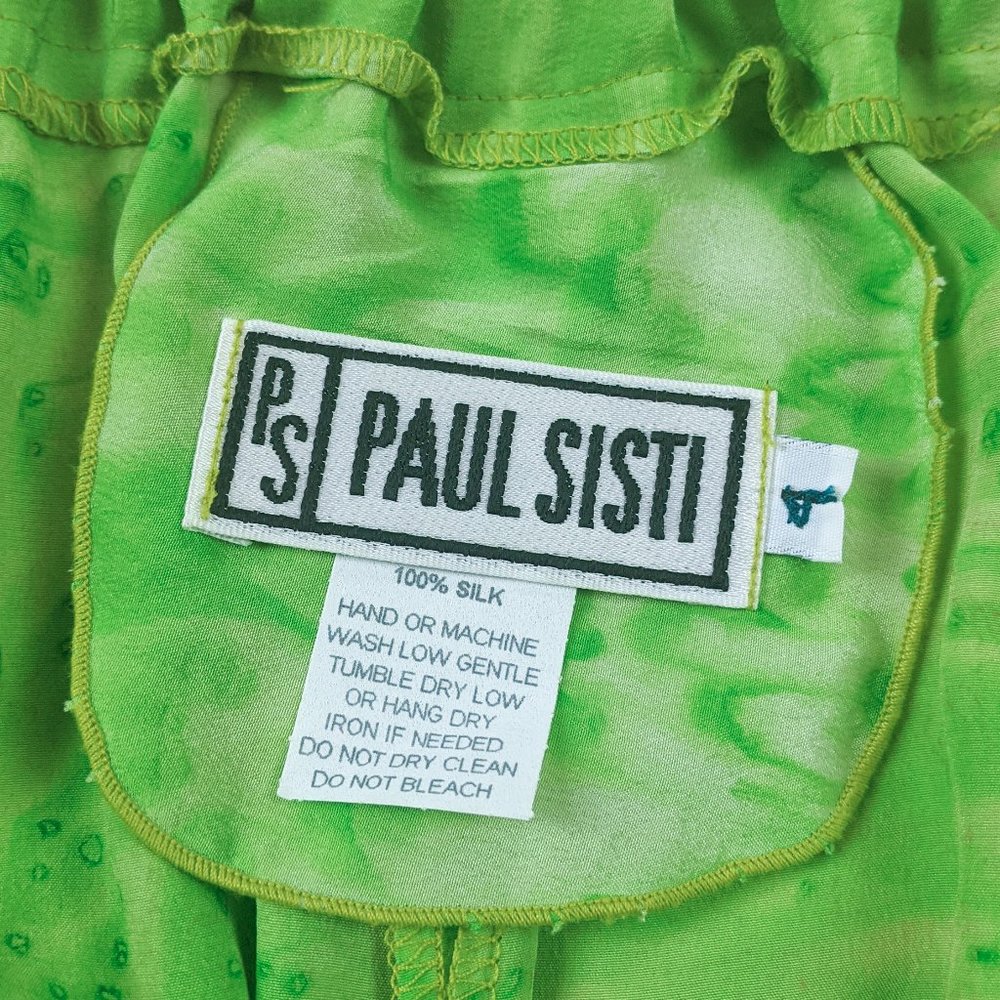 Paul Sisto Bold Colorful Green / Yellow / Red Three Piece Blouse & Pant Set - Picture 12 of 15